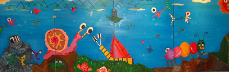 こんにちわ　116.7 x 321.2 cm  oil painting